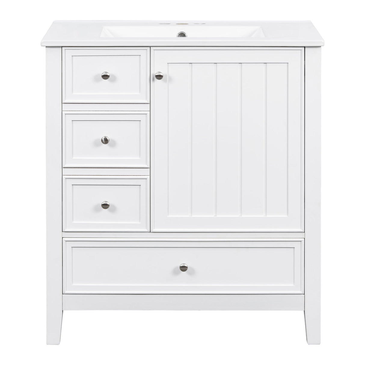 Modern Bathroom Vanity With Sink, 1 Cabinet & 3 Drawers