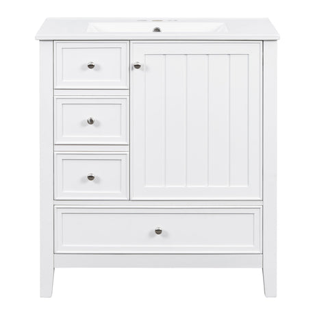 Modern Bathroom Vanity With Sink, 1 Cabinet & 3 Drawers