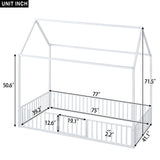 Metal House Bed With Fence And Door
