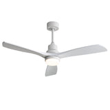 52" Blade Ceiling Fan With Remote Controlled LED Light And Quiet DC Motor - White