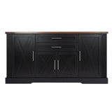 Barn Door Storage Cabinet With 2 Drawers & Door Rack, Adjustable Shelves