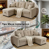 Sleeper Sectional With Pull Out Bed, Reversible Chaise