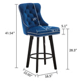Swivel Bar Stools With Button Tufted Design And Rivet Trim