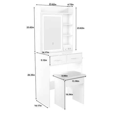 Small Makeup Vanity Desk With Adjustable LED Lights