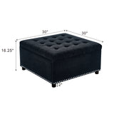 Square Tufted Storage Ottoman With Nailhead Trim