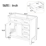 Modern Bathroom Vanity Base Only, 2 Doors And 3 Drawers