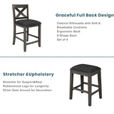 5 Pieces Counter Height Rustic Farmhouse Dining Room Wooden Bar Table Set With 2 Stools And 2 Chairs