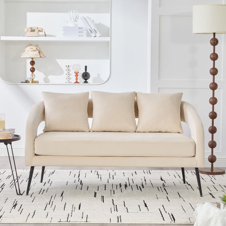 Open Back Loveseat Settee With 3 Pillows