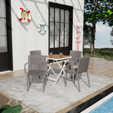 4 Modern Stackable Plastic Armchair Matched With Folding Square Table