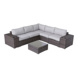 Modern Patio Rattan Sectional Set With Cushions