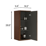 Striped Walnut Bathroom Floating Side Cabinet, Wall-Mounted Storage Cabinet For Small Spaces - Walnut