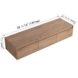 Modern Minimalist 60" Bathroom Cabinet With Soft Close Drawers And Floating Mounting Design - Imitative Oak