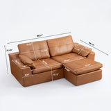 L - Shaped Modular 2 Seater Sofa With Movable Ottoman And High Density Sponge Cushions For Living Room