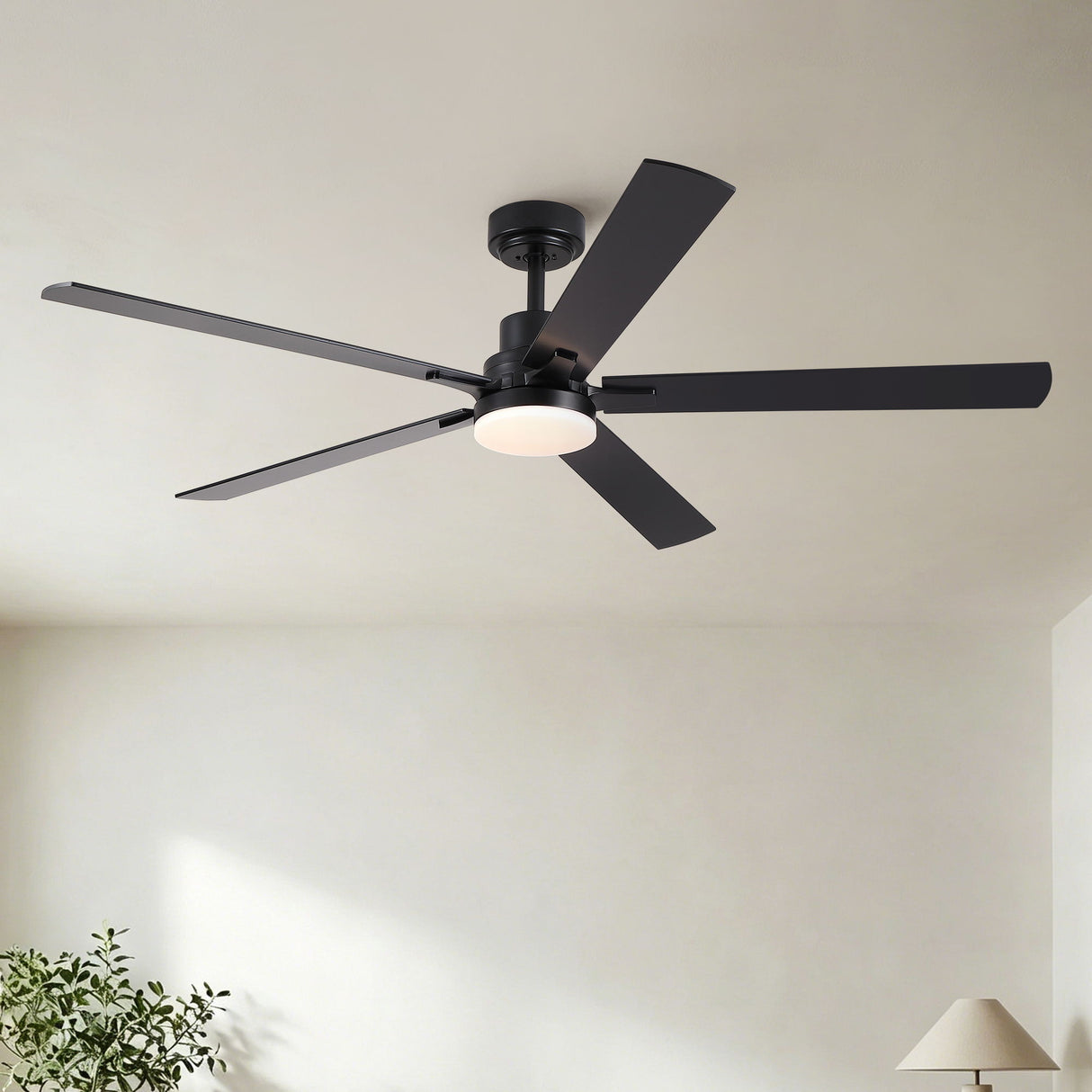 Ceiling Fan With Lights And Remot With Quiet DC Motor, 6 Speeds, Reversible Blades - Black