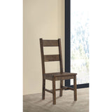 Ladder Back Dining Chairs With Straight Seat (Set of 2) - Brown