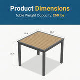 Outdoor Square Patio Slatted Dining Table - Gray