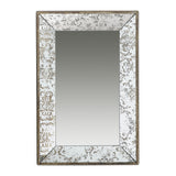Antique Rectangle Mirror With Floral Accents, Mirrored Display Tray, Hanging Wall Mirror