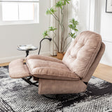 Modern Swivel Gliding Recliner Chair With Rocking Function And Phone Holder - Large Comfortable Reading Chair Stamped Velvet - Natural Brown