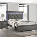Tufted Headboard Bed With LED Lighting