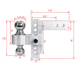 Alu - Adjustable Trailer Drop Hitch With 2" Receiver, 6" Adjustment - Silver