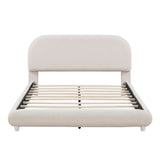 Upholstered Platform Bed With Thick Solid Frame And Stylish Curve-Shaped Design