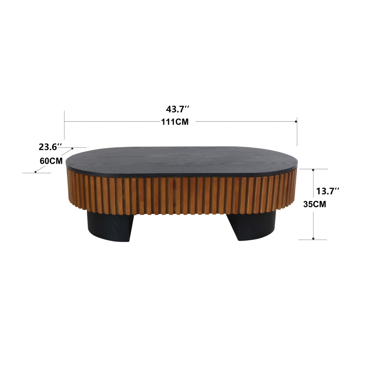Elliptical Living Room Coffee Table With Hidden Storage And Removable Tabletop