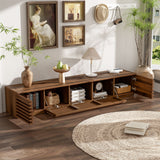 TV Stand For TVs, Entertainment Center With Cable Management And Soft Closing Hinges - Walnut