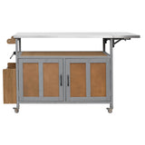 Foldable Outdoor Kitchen Island With Lockable Wheels, Storage Cabinet And Towel Rack For Patio