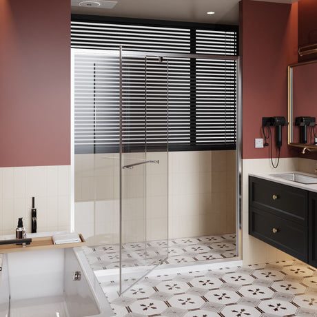 Pivot Shower Door With Handle, 1 / 4" Thick - Chrome