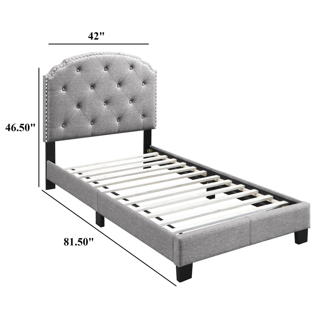 Button Tufted Bed With Nailhead Trim