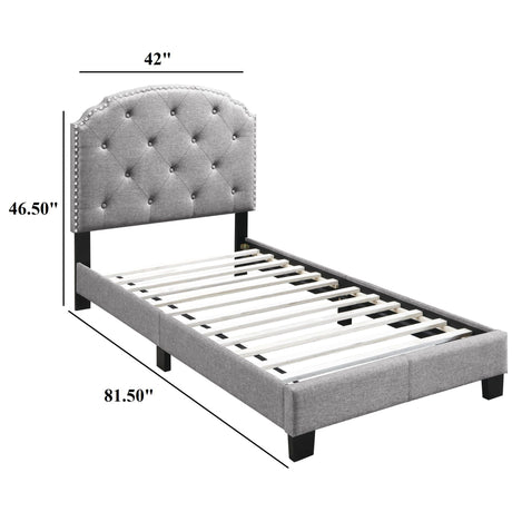Button Tufted Bed With Nailhead Trim