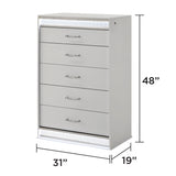 Glam - 5 Drawer Chest & LED Lighting - White