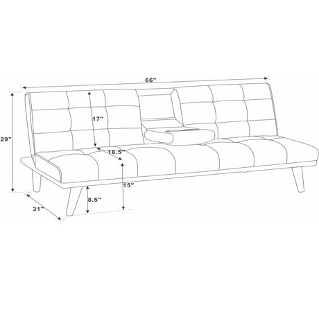 Tufted Convertible Sofa With Cup Holders - Brown