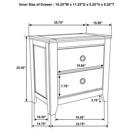Pelton - 2 Drawer Nightstand - Oak