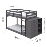 Gaston - Bunk Bed Twin Over Twin With 4 Drawers & 3 Compartments - Gray