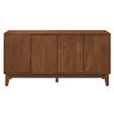 TV Stand With Carved Geometric Doors Storage Cabinet, 4 Door Media Console For Living Room - Walnut