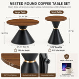 2 Piece Round Coffee Table Set For Living Room