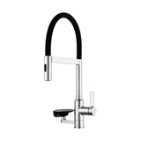 Kitchen Faucet With Magnetic Pull Out Sprayer, 360 Degree Swivel Single Handle High Arc Kitchen Sink Faucet With Glass Rinser - Brushed Nickel