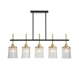 Chandelier 5 Light, Fixture Over Table - Black / Gold