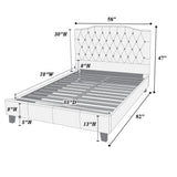 Modern Bed Frame With Tufted Upholstered Headboard