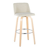 Toriano - Contemporary, Fixed Height Barstool Swivel & Round Footrest (Set of 2)