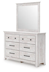 Makidern Queen Panel Bed with Storage, Dresser and Mirror - PCB1171B8