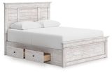 Makidern Queen Panel Bed with Storage, Dresser and Mirror - PCB1171B6