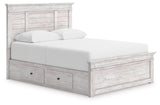 Makidern Queen Panel Bed with Storage, Dresser and Mirror - PCB1171B6