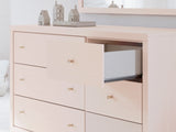 Wistenpine Full Upholstered Panel Headboard, Dresser and Mirror - B1323B11