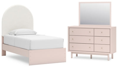 Wistenpine Twin Upholstered Panel Bed, Dresser and Mirror - B1323B2