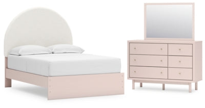 Wistenpine Full Upholstered Panel Bed, Dresser and Mirror - B1323B3