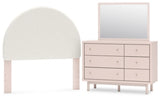 Wistenpine Full Upholstered Panel Headboard, Dresser and Mirror - B1323B11