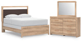 Kinlanni Queen Upholstered Panel Bed, Dresser and Mirror - PCB1360B7