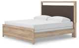 Kinlanni King Upholstered Panel Bed, Dresser, Mirror and Nightstand - B1360B18